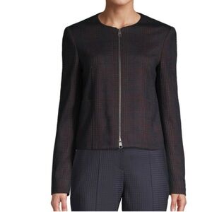 Hugo Boss NEW Javidar Bicolor Check Jersey Interlock Lady Jacket Size 14